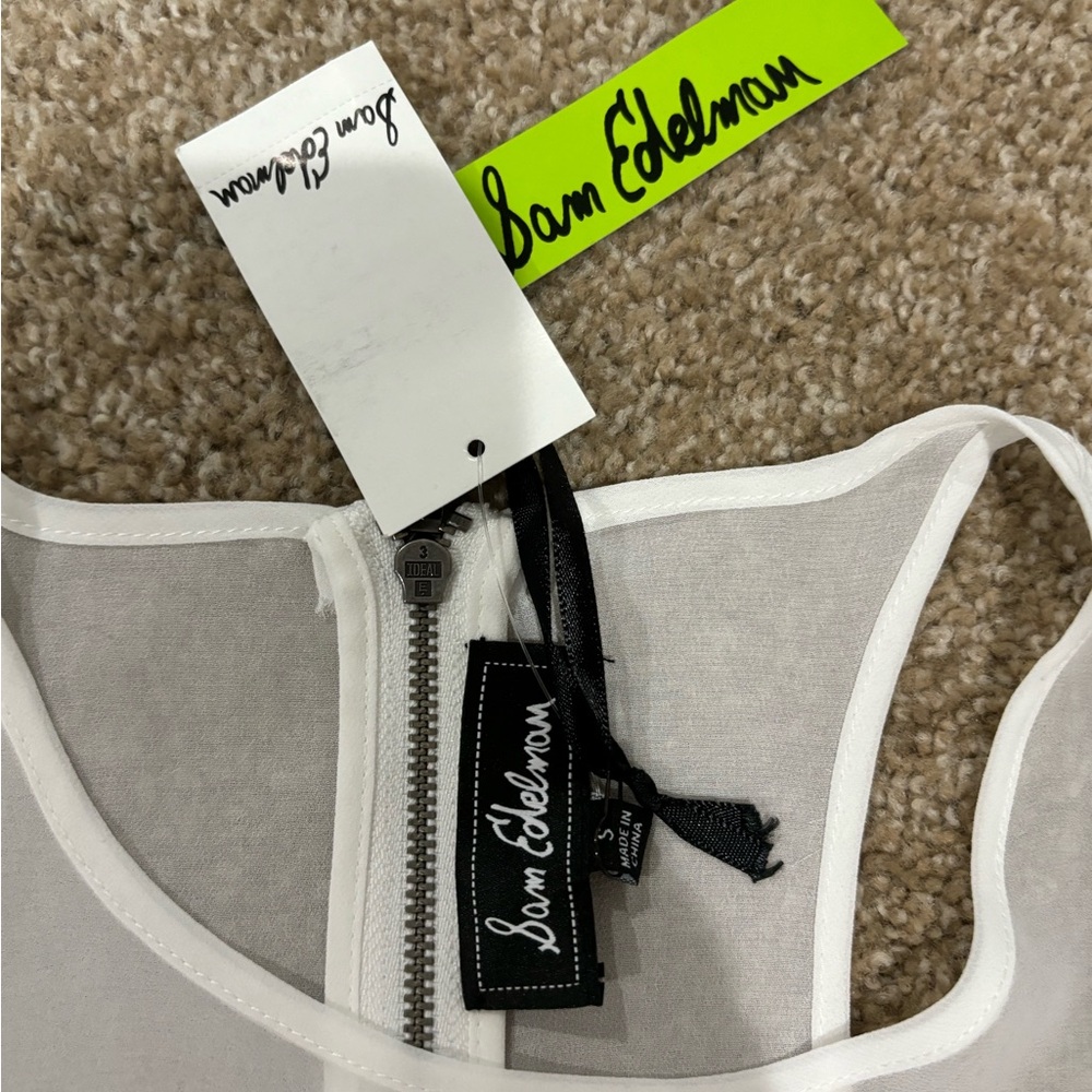 Sam Edelman white lace zip up tank top size S-NWT - Picture 3 of 11